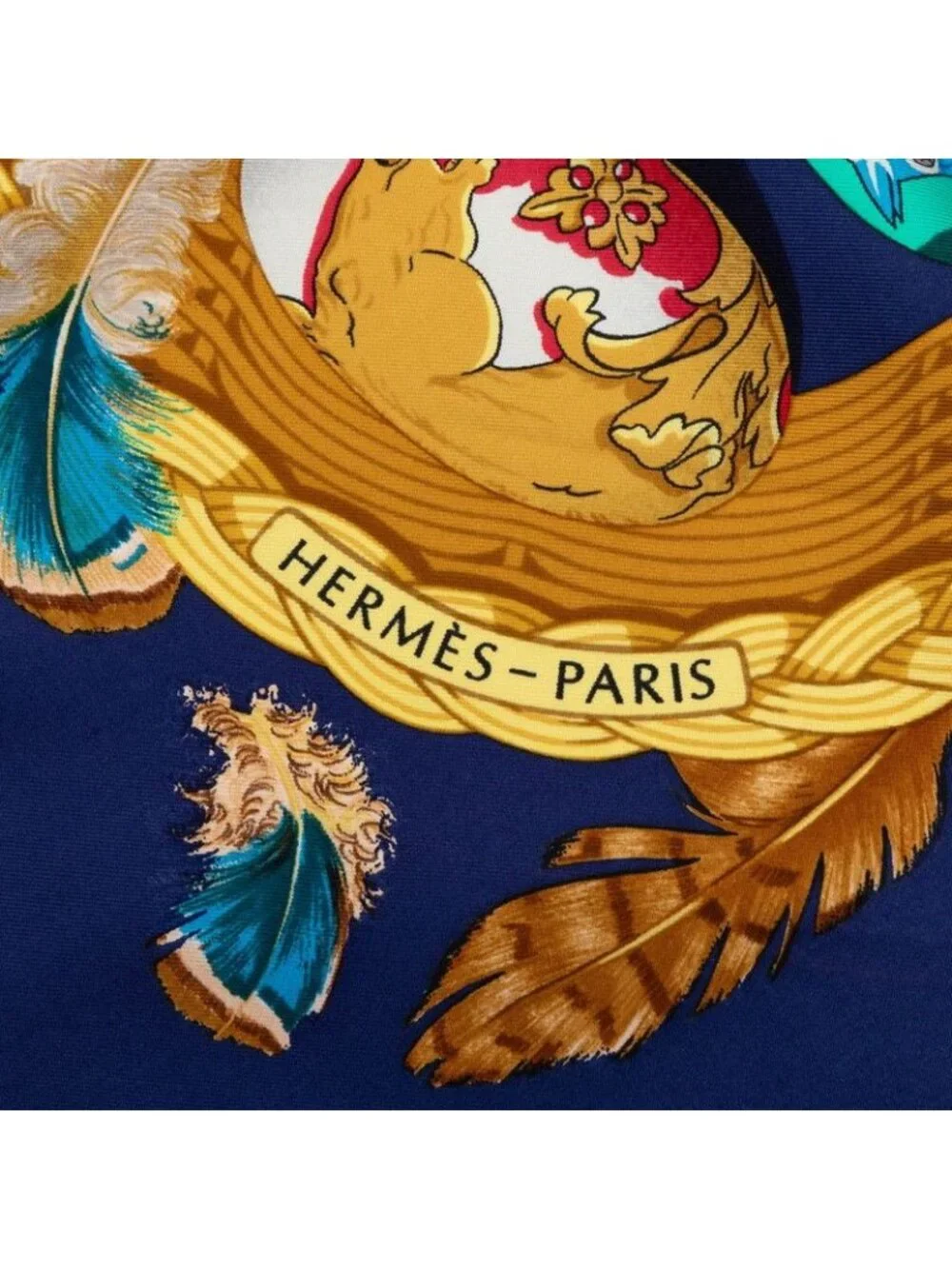 Hermes Carre 90 Couvee D'hermes Egg Scarf Navy Multicolor Silk